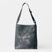 Diepgroen  bloemstilleven stijlvol crossbody tas (Achterkant)