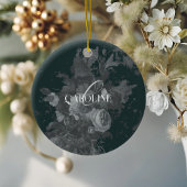 Diepgroen  bloemstilleven stijlvol keramisch ornament