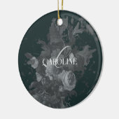 Diepgroen  bloemstilleven stijlvol keramisch ornament (Links)