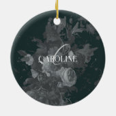 Diepgroen  bloemstilleven stijlvol keramisch ornament (Achterkant)