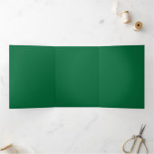 Diepgroene solide achtergrond | Minimalistisch ont Drieluik Uitnodiging (Binnen)
