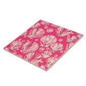 Diepkoraal en Pastel Roze Zeeschalen Tegeltje (Zijkant)