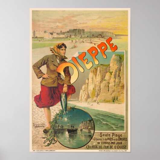 Dieppe France Vintage Travel Poster 1900 (Voorkant)