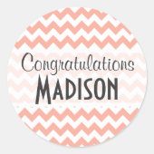 Diepperzikchevron; zigzag ronde sticker (Voorkant)