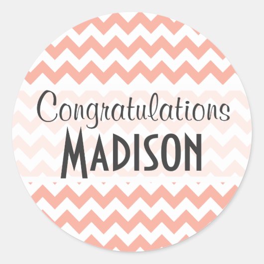 Diepperzikchevron; zigzag ronde sticker (Voorkant)