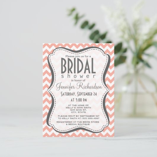 Diepperzikchevron; zigzag uitnodiging briefkaart (Staand voorkant)