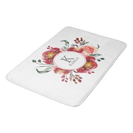 Dieprode bloemen boeket badmat (Gekanteld)