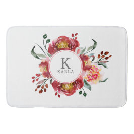 Dieprode bloemen boeket badmat