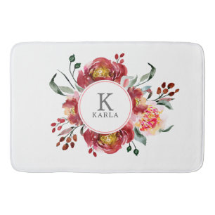 Dieprode bloemen boeket badmat