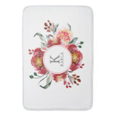 Dieprode bloemen boeket badmat (Voorkant Verticaal)