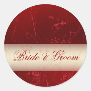 Dieprode bruid en bruidegom stickers