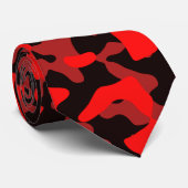 Dieprode camouflage in helder rood en zwart stropdas (Opgerold)