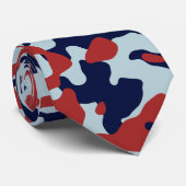Dieprode camouflage in Navy en lichtblauwe tinten Stropdas (Opgerold)
