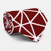 Dieprode Driehoekige Geometrische Patroon Stropdas (Opgerold)