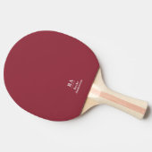 Dieprode effen kleur witte initialen en naam tafeltennisbatje (Zijkant)