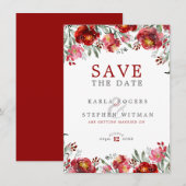 Dieprode grens van de Bloemen Save The Date (Voorkant / Achterkant)