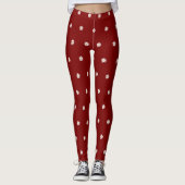 Dieprode Leggings met Bloeiend Bloempatroon (Voorkant)