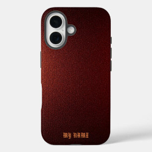 Dieprode metaalstructuur iPhone 16 hoesje