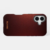 Dieprode metaalstructuur iPhone 16 hoesje (Achterkant horizontaal)
