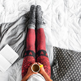 Dieprode nep glinsterende lichten leggings