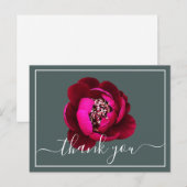 Dieprode Pioen Groene Achtergrond Bedankt Briefkaart (Voorkant / Achterkant)