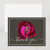 Dieprode Pioen Groene Achtergrond Bedankt Briefkaart (Voorkant / Achterkant)