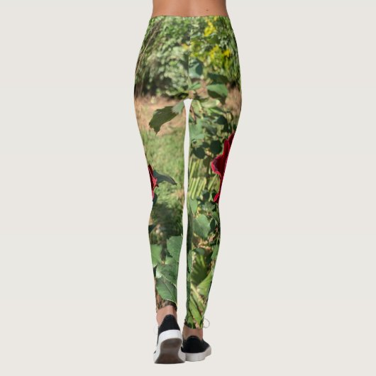 Dieprode roos leggings (Achterkant)