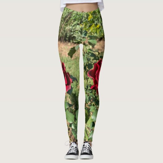 Dieprode roos leggings (Voorkant)