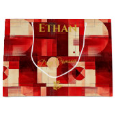 Dieprood Abstract Geometrisch Groot Cadeauzakje (Voorkant)