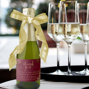 Dieprood Bourgondië & Gouden Trouw Dankjewel Minia Sparkling Wijnetiket