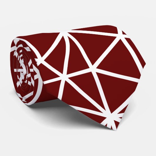 dieprood driehoekig geometrisch patroon stropdas (Opgerold)