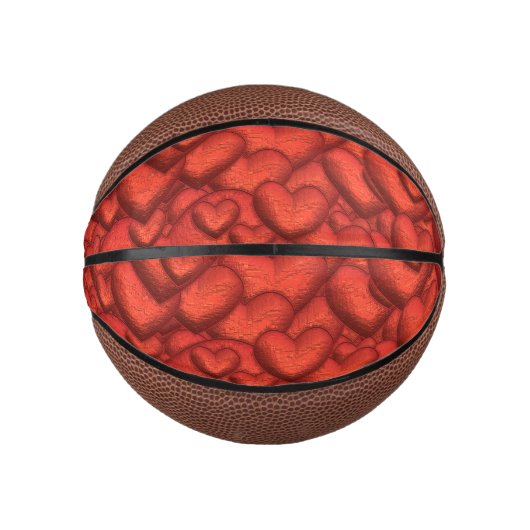Dieprood met diepe harten mini basketbal (Voorkant)
