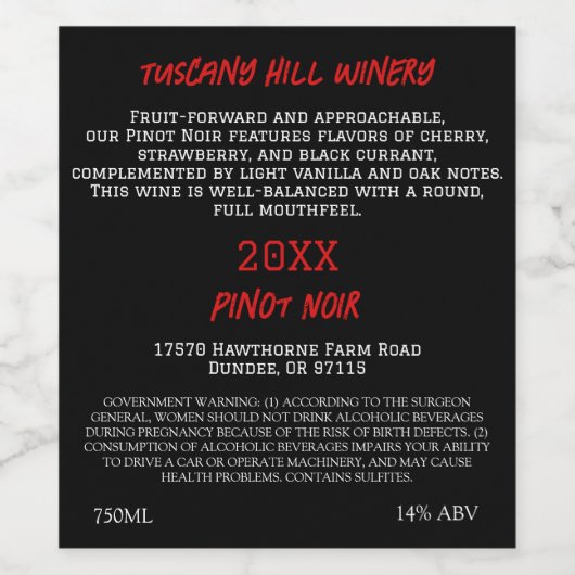 Dieprood - provencale (set van 8) Zwart Rood Moder Wijn Etiket (Enkel label)