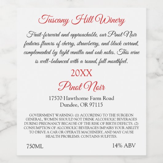 Dieprood - provencale (set van 8) Zwart Wit Wijn Etiket (Enkel label)