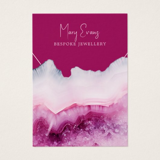 Dieproze agaat ketting display kaart (Voorkant)