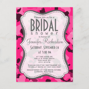 dieproze Camo; Camouflage Uitnodiging Briefkaart