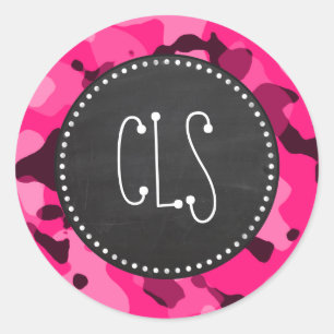 dieproze Camo; Chalkboardblik Ronde Sticker