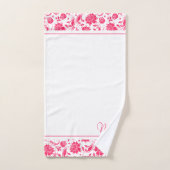 Dieproze en witte damesmonogram bad handdoek (Handdoek)