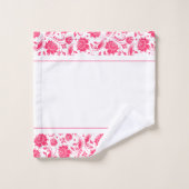 Dieproze en witte damesmonogram bad handdoek (Wasdoekje)