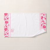 Dieproze en witte damesmonogram bad handdoek (Handdoek)