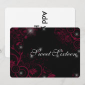 Dieproze en zwarte sparkle sterren Sweet Sixteen Kaart (Voorkant / Achterkant)