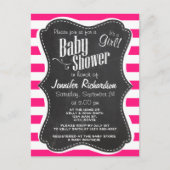 Dieproze horizontale strepen; krijtbordlook uitnodiging briefkaart (Voorkant)