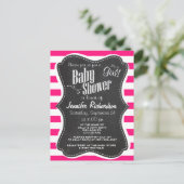 Dieproze horizontale strepen; krijtbordlook uitnodiging briefkaart (Staand voorkant)