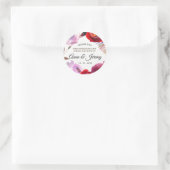 Dieproze, rode en paarse waterverf bloemsticker ronde sticker (Tas)