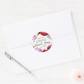 Dieproze, rode en paarse waterverf bloemsticker ronde sticker (Envelop)