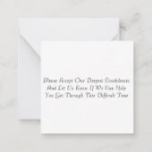 Diepste condoleances Kaart Notitiekaartje (Achterkant)