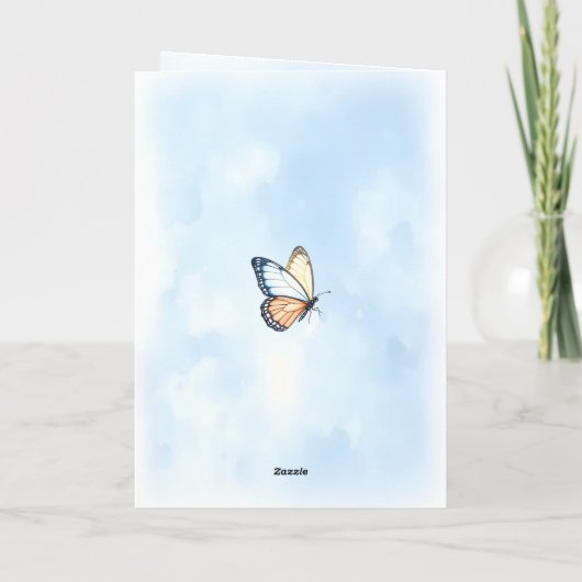 Diepste sympathie Blue Waterverf Flower Butterfly Kaart (Achterkant)