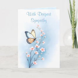 Diepste sympathie Blue Waterverf Flower Butterfly Kaart