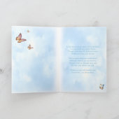 Diepste sympathie Blue Waterverf Flower Butterfly Kaart (Binnen)