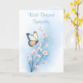 Diepste sympathie Blue Waterverf Flower Butterfly Kaart (Gele Bloem)